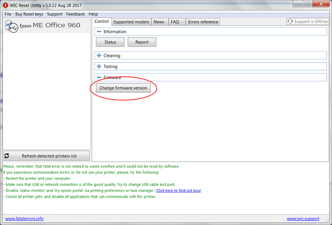 Key Firmware Epson ME Office 960 Step 2